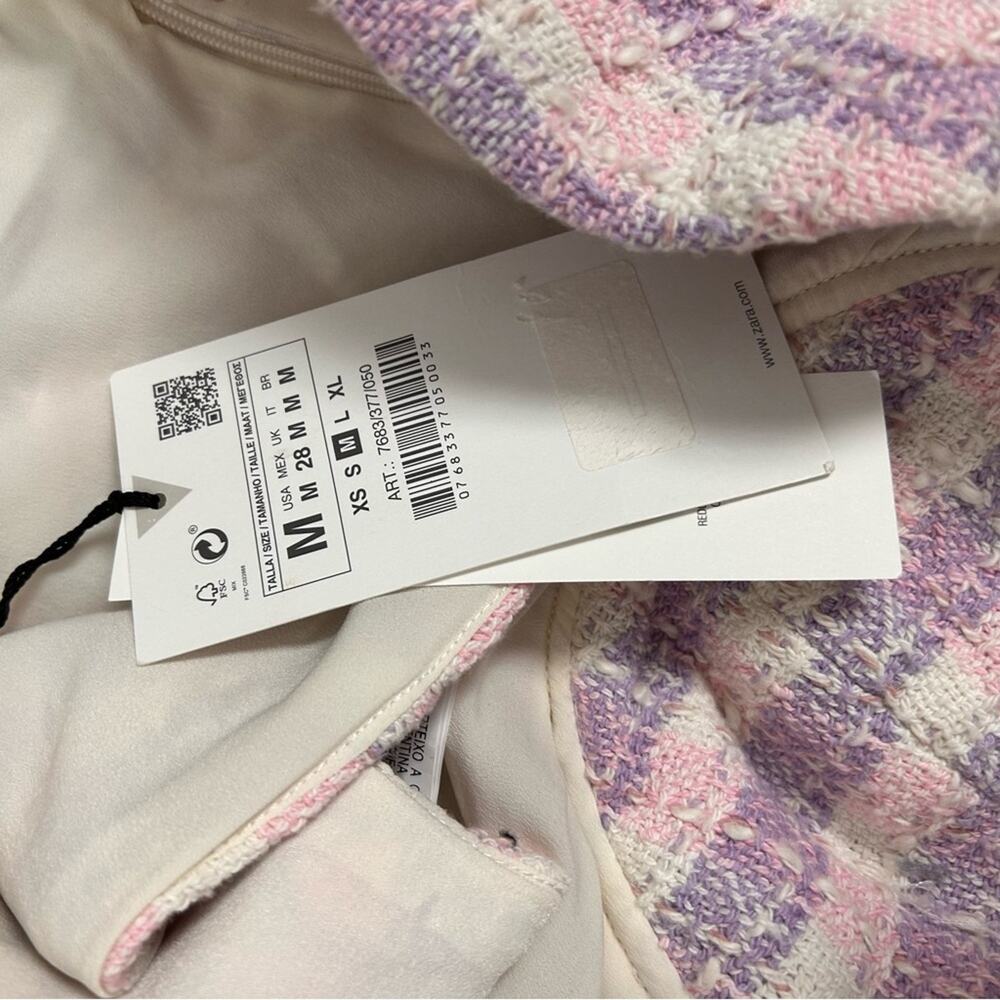 ZARA pink purple & white Tweed Crop Top Bustier M NWT - Picture 12 of 12
